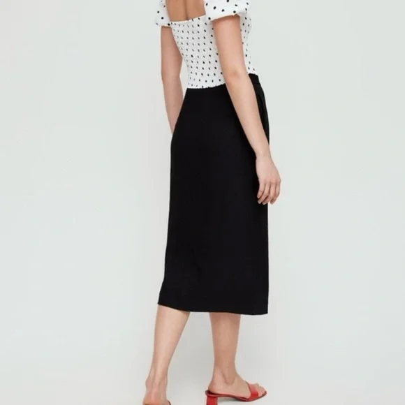 Aritzia Wilfred Charrière Button Front Linen Blend‎ Blaxn Midi Skirt - Picture 5 of 15